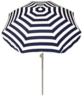Summertime Strand parasol - blauw/wit - D180 cm - in hoogte verstelbaar - Uv bestendig