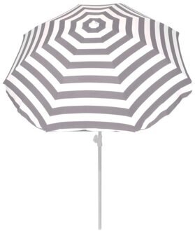 Summertime Strand parasol - grijs/wit - D180 cm - in hoogte verstelbaar - Uv bestendig