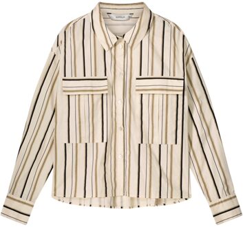 Summum 2s3054-12008 122 blouse stripe poplin ivory Wit - 34