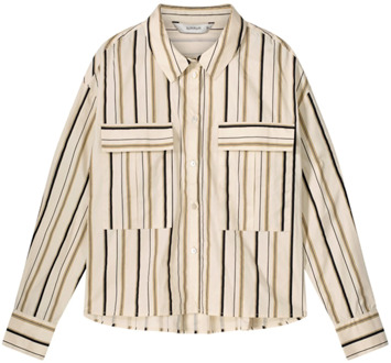 Summum 2s3054-12008 122 blouse stripe poplin ivory Wit - 36
