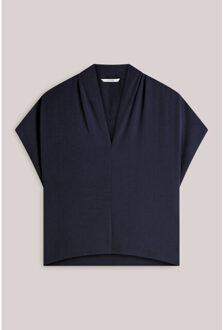 Summum 2s3324-11817 v-hals top glanzend - maat 44 Blauw