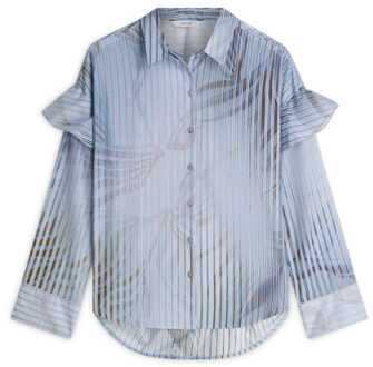 Summum Blouse flowers and stripes 2s3429-127 Blauw - 40