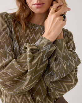 Summum Blouse lange mouw 3s5178-30718 Kaki - S