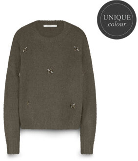 Summum Embellished sweater cozy melange knit sweaters 7s7944-7997 Kaki - L