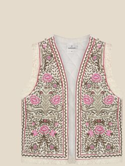 Summum Gilet embroidered velours Ecru - L