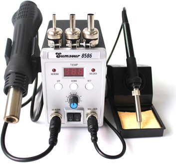 Sumsour 8586 750W 2 In 1 Digital ESD Hot Air Gun Soldering Iron For SMD Rework Solder Station Desoldering Welding Repair Tools