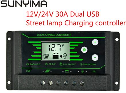 Sumyima 30A Lcd Solar Lading Intelligente Controller 12V 24V Pwm 2 Usb 5V Output Zonne-energie Voor straat Lamp Multi-Bescherming