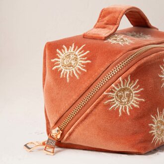 Sun Goddess Rust Velvet Open Flat Makeup Bag