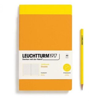 Sun Leuchtturm1917 jottbook set van 2, flexcover, medium a5, dotted, lemon / rising sun