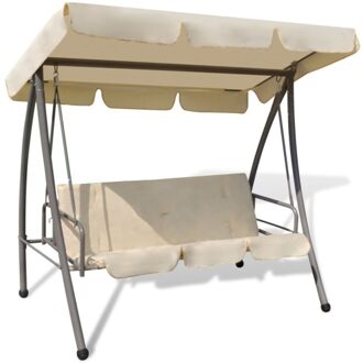 Sun lounger with sun roof sand white