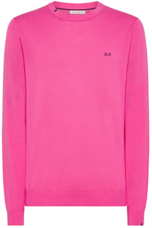 Sun68 Fuchsia Sweater Katoen 100% Mannen Sun68 , Pink , Heren - 2Xl,Xl,L,M,S