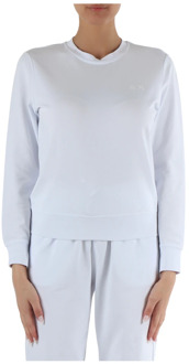 Sun68 Katoenen Piqué Sweatshirt met Strass Logo Sun68 , White , Dames - L,M,S
