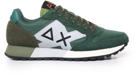 Sun68 Nylon Suede Sneakers Multigreen Rubber Zool Sun68 , Green , Heren - 44 Eu,42 Eu,41 Eu,43 Eu,45 Eu,40 EU