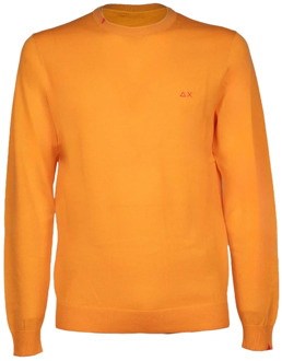 Sun68 Oranje Solid Ronde hals T-shirt Sun68 , Orange , Heren - 2Xl,L,M,S,3Xl