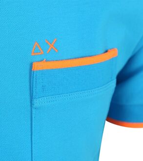 Sun68 Piqué T-Shirt Fluo Stripe Blauw - L,XL,XXL