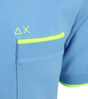 Sun68 Piqué T-Shirt Fluo Stripe Lichtblauw - L,XL,XXL