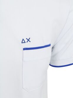 Sun68 Piqué T-Shirt Fluo Stripe Wit - L,M,XL,XXL