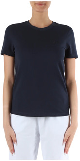 Sun68 Piquet Katoenen T-shirt met Strass Logo Sun68 , Blue , Dames - Xl,L,M,S