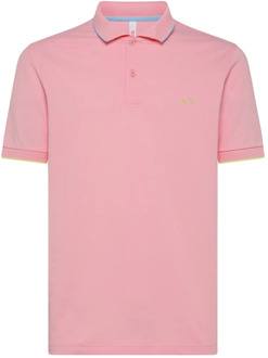 Sun68 Polo Shirt met kleine kraag streep Sun68 , Pink , Heren - 2Xl,L,M,S