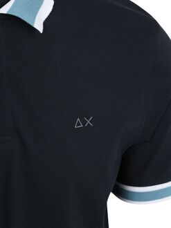 Sun68 Poloshirt Multistripes Collar Navy Donkerblauw - L,M,XL,XXL