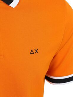 Sun68 Poloshirt Multistripes Collar Oranje - L,M,XL,XXL