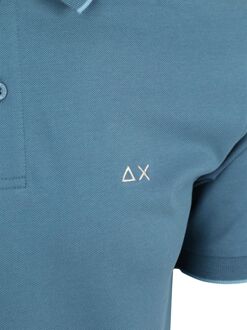 Sun68 Poloshirt Small Stripe Collar Petrol Blauw - 3XL,L,M,XL,XXL