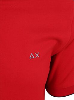 Sun68 Poloshirt Small Stripe Collar Rood Donkerblauw - L,M,XL,XXL