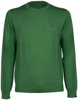 Sun68 Solide Groene Katoenen T-shirt Sun68 , Green , Heren - 2Xl,S,3Xl