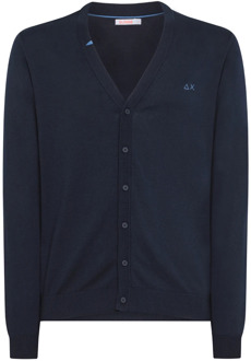 Sun68 Stijlvolle Solide Cardigan Sweater Sun68 , Blue , Heren - 2Xl,Xl,L,M