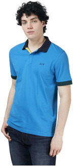 Sun68 Turquoise Polo Shirt - Klassieke Kraag, Korte Mouw Sun68 , Blue , Heren - Xl,M