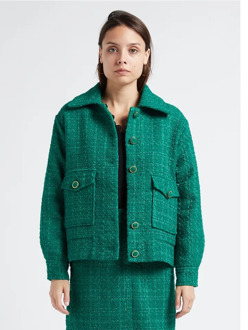 SUNCOO Groene Tweed Jas voor Vrouwen Suncoo , Green , Dames - M,S