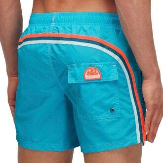 Sundek Elastic Waist 14" Zwemshort Heren blauw - oranje - XXL