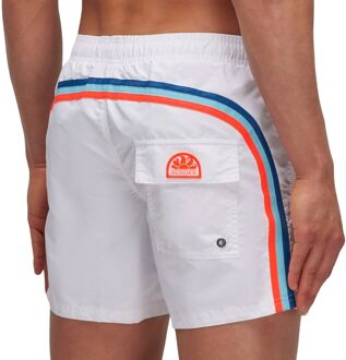 Sundek Elastic Waist 14" Zwemshort Heren wit - blauw - oranje - S