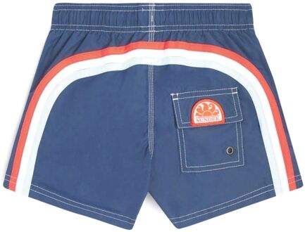 Sundek Elastic Waist 9,5" Zwemshort Junior blauw - oranje - wit - 176