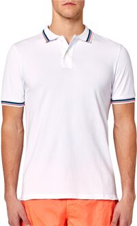 Sundek Poloshirt - Maat M  - Mannen - wit/donkerblauw/blauw/roze