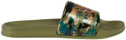 Sundek Slippers - Maat 44 - Mannen - Army groen/ Oranje