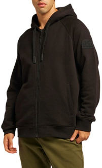 Sundek Zwarte hoodie met volledige rits Sundek , Black , Heren