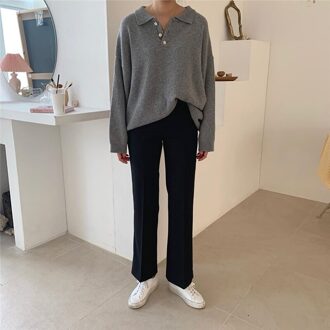 Sungtin Turn Down Kraag Button Solid Gebreide Trui Vrouwen Koreaanse Mode Zachte Warme Vrouwelijke Gebreide Trui Vintage Chic Grijs