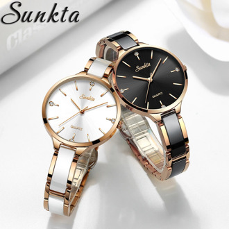 SUNKTA Luxury Gift Crystal Watch Women Waterproof Rose Gold Steel Strap Ladies Wrist Watches Top Brand Clock Relogio Feminino