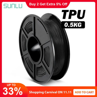 SUNLU 1.75mm TPU 3D Printing Filament Plastice Flexible TPU 3D Filament For 3D Printer Dimension Accuracy +/-0.02mm