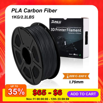 SUNLU PLA Carbon Fiber Premium 3D Printer Filament Extremely Rigid Carbon Fiber 1.75mm +/- 0.02mm 1 KG (2.2 lb)