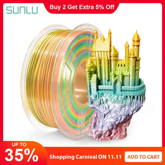 SUNLU Silk Rainbow Filament 1.75mm 1kg For 3D Printer Bright Color Silk PLA 3d Filament Silk Texture 3D Printing Materials