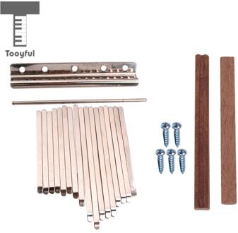 Sunnimix 17 Pcs Afrikaanse Mbira Kalimba Duim Piano Staal Toetsen + 2 Pcs Houten Brug Voor Diy Muziekinstrumenten Hout materiaal