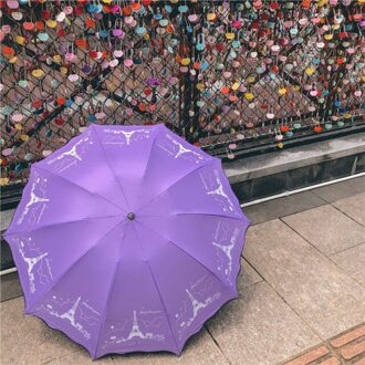 Sunny Paraplu Vrouwen Grote Opvouwbare Drievoudige Vrouwen Dual Purpose Zwarte Lijm Tien Bone Vergroot Dubbele Zonnescherm Glue handleiding paars