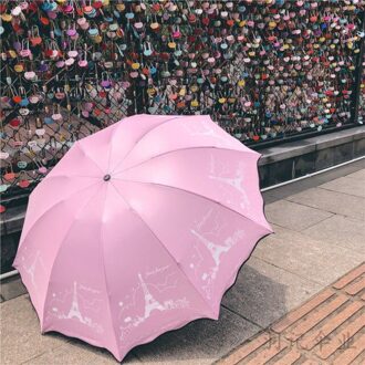 Sunny Paraplu Vrouwen Grote Opvouwbare Drievoudige Vrouwen Dual Purpose Zwarte Lijm Tien Bone Vergroot Dubbele Zonnescherm hand- Princess poeder