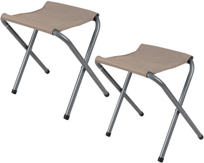 Sunnydays Camping/outdoor krukje - 2x - Inklapbaar - beige - 33 x 27 x 35 cm