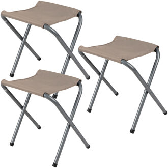 Sunnydays Camping/outdoor krukje - 3x - Inklapbaar - beige - 33 x 27 x 35 cm