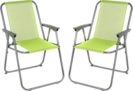 Sunnydays camping/strand stoel - 2x - aluminium - inklapbaar - groen - L53 x B55 x H75 cm