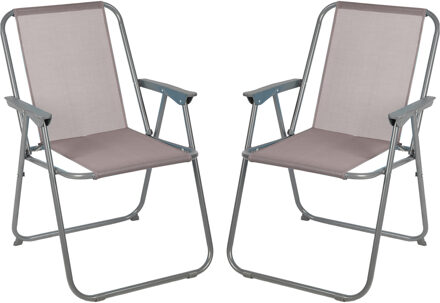 Sunnydays camping/strand stoel - 4x - aluminium - inklapbaar - beige - L53 x B55 x H75 cm