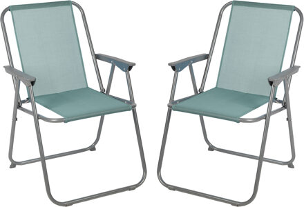 Sunnydays camping/strand stoel - 4x - aluminium - inklapbaar - grijs - L53 x B55 x H75 cm